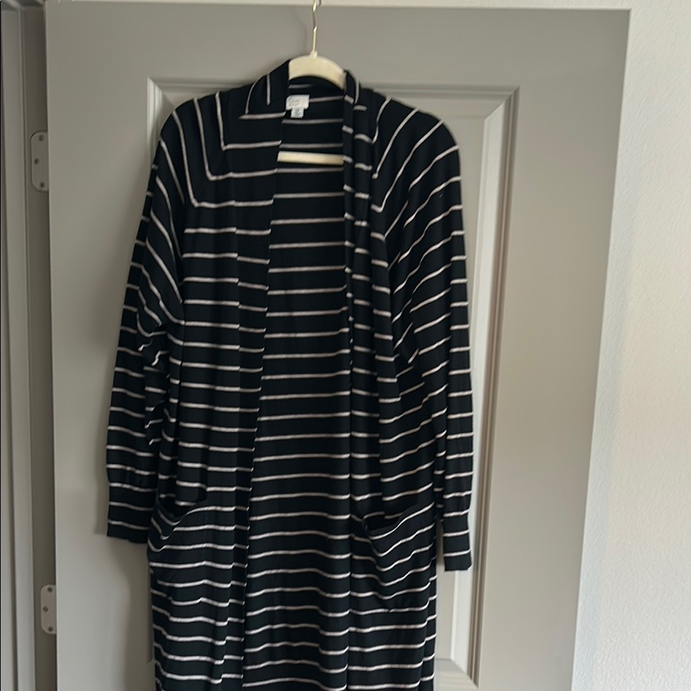 Black and White Striped Cardigan